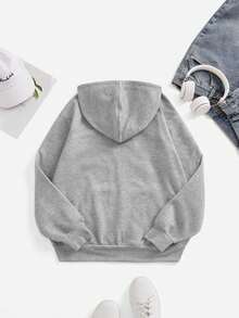 Attitoon Felpa con cappuccio casual e minimalista, a maniche lunghe, con stampa, con chiusura lampo, modello oversize per donna, con stampa del numero 23, adatta per l'autunno/inverno