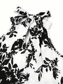 Ellevyn 大码印花无袖上衣和黑色阔腿裤优雅两件套 - 黑色 - 查看 7