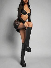 SHUZIA 女士 Groovy 双厚底粗跟及膝靴