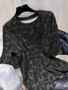 SHEIN New Arrival Leopard Print Loose Plus Size Women T-Shirt