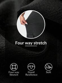 Flexra 女式松紧腰工装口袋阔腿宽松休闲牛仔裤 - 黑色 - 查看 7