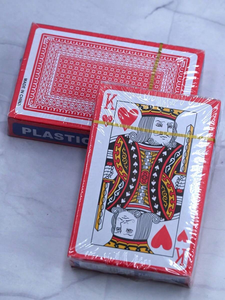 SHEIN 2 张扑克牌、扑克牌、标准扑克牌、成人扑克牌、防水扑克牌、大型优质百搭牌、圣诞礼物、节日派对用品、扑克牌、派对纸牌游戏、纸牌游戏、纸牌盒、纸牌、扑克牌、纸牌游戏、扑克牌游戏