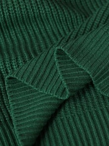 青少年女孩纯色圆领落肩休闲套头毛衣绿色短款毛衣青少年女孩绿色短款上衣青少年女孩绿色上衣针织上衣女童秋冬短款毛衣 - 墨綠色 - 查看 7