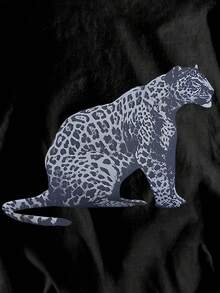 Glissea Women's Leopard Print Casual Loose Fit Round Neck Short Sleeve T-Shirt - Black - View 4