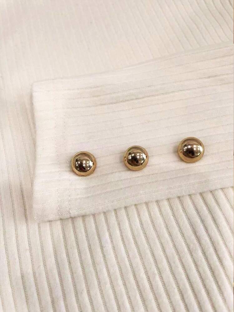 Resyla Elegant Round Neck Knit T-Shirt, Minimalist Fashion Knit Top, Autumn/Winter - Apricot - View 4