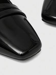 CUCCOO BIZCHIC Giày cao gót mũi vuông cổ điển hở gót cho nữ, màu đen, đa năng cho trang phục hàng ngày, đi làm, mua sắm, đi làm - màu đen - Xem 8