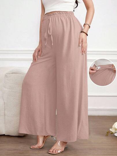SHEIN Maternity Casual Versatile Commute Solid Color Wide Leg Pants