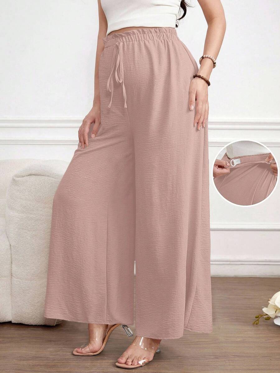 SHEIN Maternity Casual Versatile Commute Solid Color Wide Leg Pants
