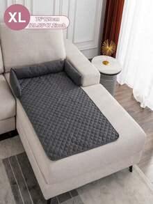 SHEIN 1PC Solid Color Plaid Pet Bed, Water-Resistant Anti-Slip Thin Design, Suitable For Small/Medium Cats & Dogs, 4-Season Use - Dark Grey - View 4
