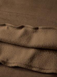 Manfinity Homme Men's Drawstring Dropped Shoulder Loose Casual Versatile Brown Hooded Sweatshirt, Fall