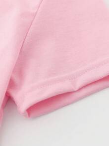 1pc Merry Christmas Girls Casual Cute Bow, Christmas Tree, Santa Claus Gift Print Round Neck Short Sleeve T-Shirt, Christmas Party Top