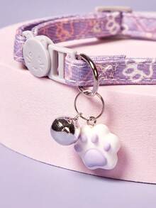 Zazumi 宠物项圈，适用于猫和中小型犬，带有可爱的猫脸和爪印图案，带铃铛设计 - 彩色 - 查看 5