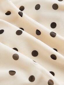 SHEIN MOD Women's Polka Dot Asymmetric Hem Bow Apricot Suit, Fall /Winter,Halloween,Christmas, Going Out,Chic,Casual,Prom,Graduation,Party,Casual,Formal,Luxury, Polka Dot Outfit, 2 Pieces Skirt Sets Woman, Two Pieces Skirt Set Summer, Midi Skirt Set