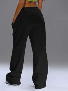 MUSERA Distressed Wide Leg Baggy Joggers Cosy Cute Casual Basic Fall Autumn Everyday  Christmas Lounge Thanksgiving Spring - Black - View 4