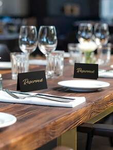 10-Pack Deluxe Golden Reserved Table Signs - Double-Sided, No-Electricity-Needed,Black Simple Golden Stamping Cards Easy-To-Use Paper Signage For Weddings, Parties, Restaurants, Banquets, And Special Events - For Reserving Tables With Elegance And Style - Multicolor - View 5