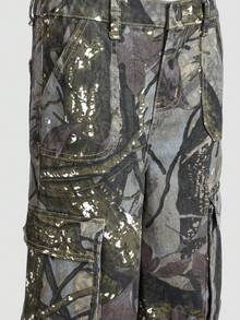 SHEIN Explorewe 男童新款欧美时尚迷彩多口袋宽松直筒牛仔裤，高街嘻哈工装裤，秋冬款 - 彩色 - 查看 4