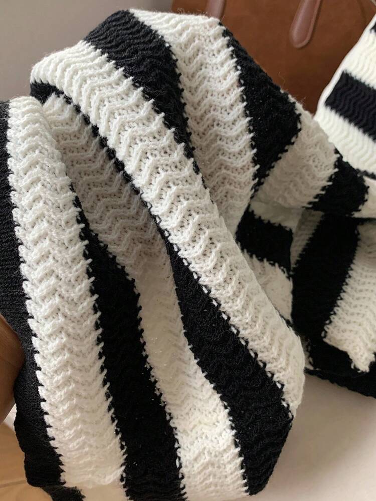 SHEIN EZwear New Autumn Clothes Old Money Women's Drawstring Waist Striped Wide Leg Loose Casual Knit Pants - Multicolor - View 7