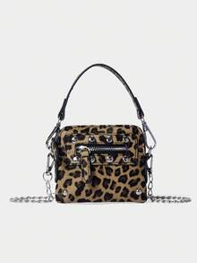 SHECARRY 女士时尚前卫 Y2K 风格街头酷女孩多功能迷你包，可调节肩背包/手提包/钱包 - 棕色 - 查看 2