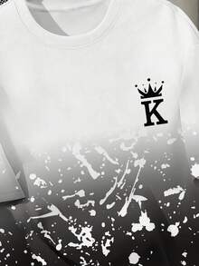 SHEIN 青少年男孩休闲简约圆领短袖T恤，适合夏季 - 彩色 - 查看 4