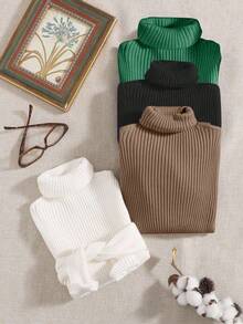 Franclia 4件套休闲纯色高领毛衣，秋冬 - 彩色 - 查看 5