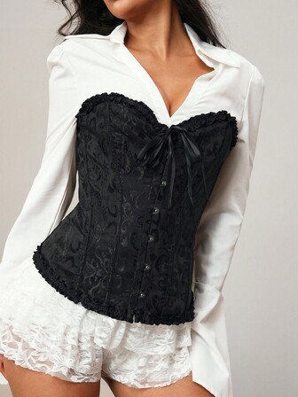 CUCCOO SZL 1pc Women's Corset Bustier, Tight Waist Shaping Lingerie With Lace-Up, Suitable For Halloween Costume
