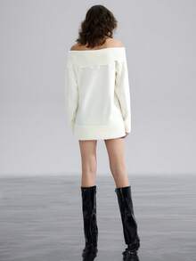 Airlisse Women's Off Shoulder Long Sleeve Loose Casual Knit Pullover Sweater