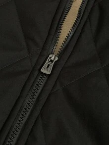 PAVTROS 男士休闲绗缝拉链抓绒外套，冬季男士保暖外套，Y2K风格拉链外套，街头风外套，Y2K风格拉链男士绗缝拉链外套，街头风拉链外套 - 黑色 - 查看 6