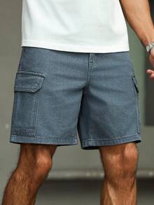 Manfinity Homme Short en jean ample et décontracté avec plusieurs poches pour hommes - Gris - Voir 3