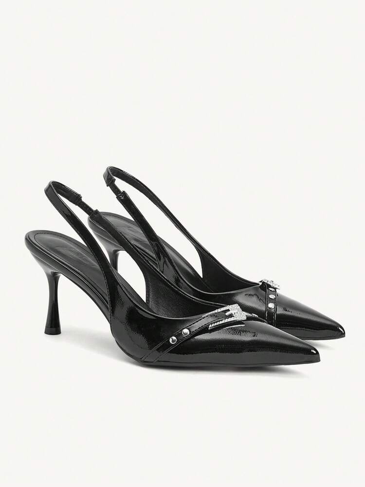 CUCCOO CHICEST Women's Black Pointed Toe Stiletto High Heel Shoes, Romantic French Style For Commuting