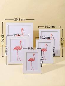 SHEIN 1 Khung ảnh gỗ đa năng bao gồm giấy ảnh được gửi ngẫu nhiên để treo tường, thích hợp trang trí phòng ngủ, phòng ăn, phòng khách, nghệ thuật thủ công - trắng - Xem 2