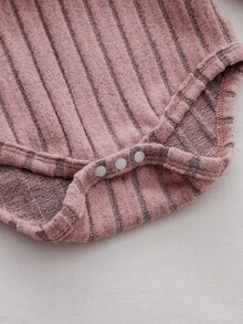 SHEIN Baby Mädchen Lässiger Alltags Patchwork Kontrast Farbe Rippstrick Romper, Herbst/Winter