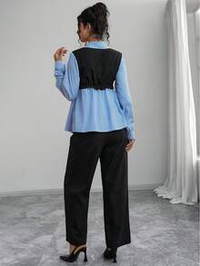 Momance Bộ 2 áo sơ mi và quần sọc thường ngày cho bà bầu - Nhiều màu - Xem 2