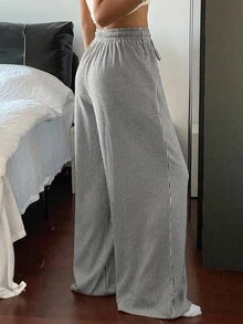 DAZY Women's Loose Fit Striped Pajama Bottoms Fall,Winter - Grey - View 2