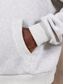 SUMWON Conjunto de sudadera con capucha tipo boxy y pantalones joggers de pierna ancha - Gris - Ver 5