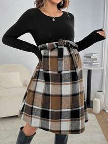 SHEIN Elegant Casual A-Line Maternity Dress For Women - Multicolor - View 4
