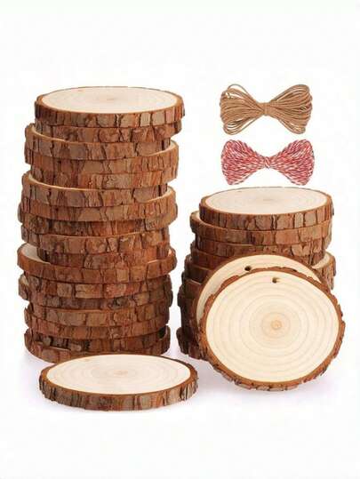 15 piezas de rebanadas de madera redondas naturales de 2.4 - 4.0 pulgadas, kits de madera artesanal con agujeros perforados previamente, anillos de madera con agujeros, rebanadas de madera para arte, posavasos, decoraciones navideñas pintadas a mano y para bodas rústicas, manualidades DIY