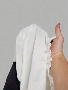 SHEIN MOD Áo sơ mi tay chuông phối màu đen bó eo cho nữ, Thu/Đông, Lễ Tạ ơn, Trang phục Halloween cho nữ, Thường ngày cho nữ, Áo cánh Gothic, Phương Tây, Đồng quê - Đen và trắng - Xem 7