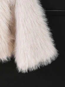 Young Girls Fluffy Cardigan Jacket With Pearl Decor, Suitable For Casual, Fashionable And Elegant Daily Wear Fall Winter Fur Jacket Kids