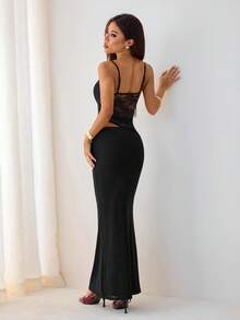 SHEIN PETITE Váy maxi ren đen xuyên thấu gợi cảm cho kỳ nghỉ hè trên bãi biển, thích hợp cho hẹn hò hàng ngày, đi chơi đêm, hộp đêm, tiệc tùng, tụ tập, tiệc cocktail, tiệc hồ bơi, trang phục mùa tựu trường, váy mùa tựu trường, váy ngày lễ váy nữ váy không tay gợi cảm màu trơn cho nữ, váy trắng, váy đi nghỉ - màu đen - Xem 2