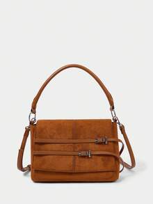 SHECARRY Women's Adjustable Buckle Design Fashion Handbag For Daily Use - Brown - View 1