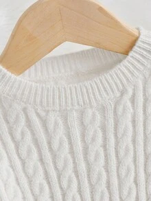 SHEIN Abito a vita svasata a girocollo in maglia melange per ragazze pre-adolescenti, decorato con fiocco, stile elegante da signora, versatile per tutte le stagioni