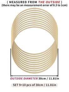 10 件卡其色竹捕梦网环、户外草坪婚礼羽毛装饰环、万圣节、圣诞节等节日森系风铃挂饰、卧室墙壁装饰竹环、编织绣花环工艺配件 - 卡其色 - 查看 9