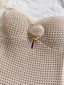 Soleia 女士度假针织纹理金属流苏迷你连衣裙，性感派对约会海滩度假夏季服装，适合度假约会、下午茶、婚礼季节、海滩游轮度假、城市公路旅行度假、波西米亚风度假、音乐节流苏连衣裙米色连衣裙钩针连衣裙 - 鏽棕色 - 查看 4