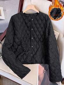 GlowEve 25件秋冬新款高品质绗缝休闲女士棉服外套 - 黑色 - 查看 4