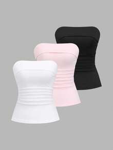 Sweetra Petite Áo cánh không tay xẻ tà viền nhún thanh lịch, Bộ đồ công sở nhỏ nhắn, Mùa thu - Đỏ và trắng - Xem 3