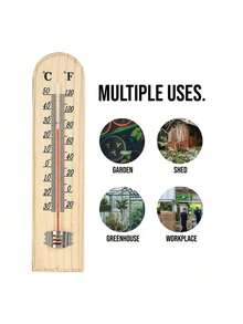 一款天然木质户外温度计，高精度，无需电池，设计简洁，适用于办公室、教室、客厅、卧室、农场和温室。壁挂式温度计 - 黃色 - 查看 6