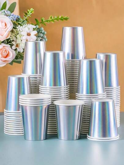 SHEIN 25PCS 50PCS 9oz Rainbow Print Tumblers Double Wall Insulated Cups For Hot Cold Drinks Tea Coffee Milk Juice Party Favors Wedding Anniversary Birthday Celebration