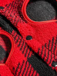 PETSIN 1pc Pet Dog Christmas Classic Plaid Reversible Fleece Warm Open Front Coat – Festive Holiday Tartan Jacket For Small Dogs, Cozy Dual-Sided Winter Outwear - Multicolor - View 5