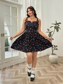 Soleia 黑樱桃印花罩杯风格浪漫休闲大码波西米亚风度假连衣裙，适合夏季 - 彩色 - 查看 4