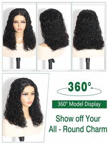 Density Pro 16 英寸鲍勃假发真人发水波无胶假发预拔预剪 200 密度 4x4 蕾丝前闭合假发适合女士 10-20 英寸 - S1 - 查看 5